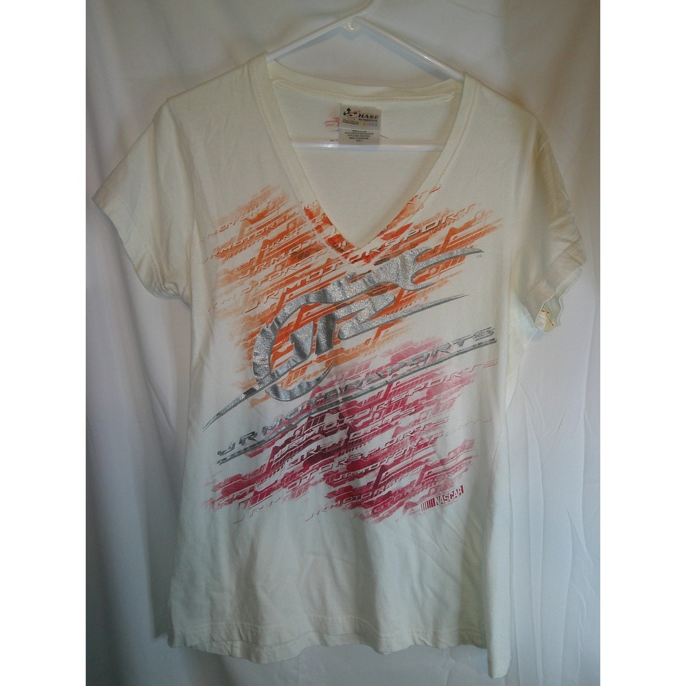 Vintage Chase Authentics JR Motorsports NASCAR V-Neck Short Sleeve White‎ Size L